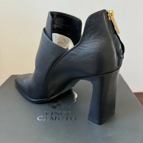 Vince Camuto Black Ankle Boots with Gold Buckle - Picture 4 of 10